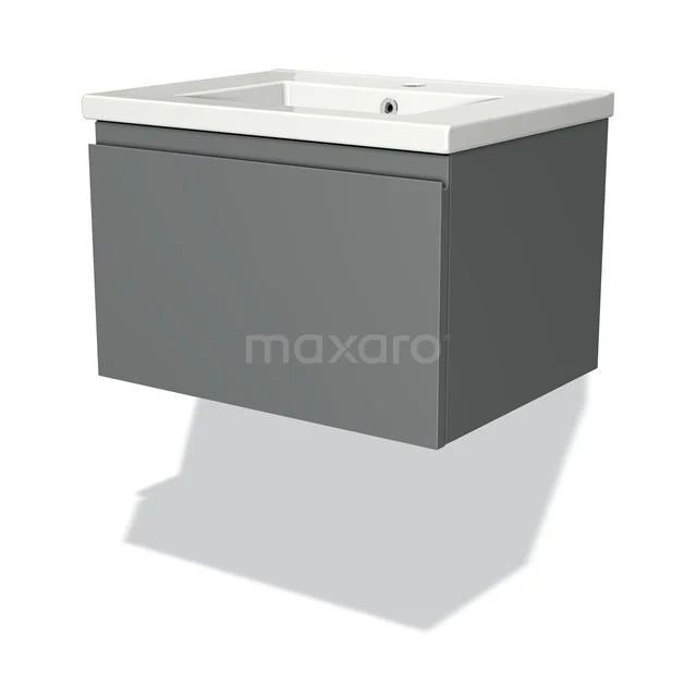 Modulo Vanity units with basin | 60 cm Mid grey Handle-less front Ceramic 1 drawer BMW11-00366