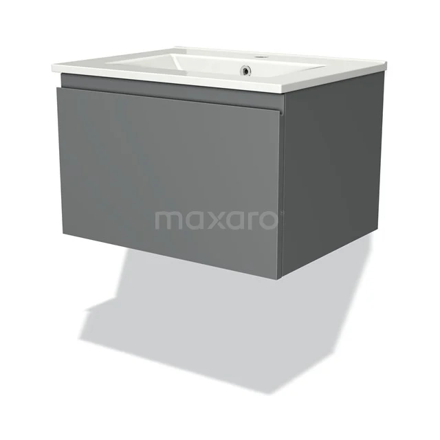 Grey Bathroom cabinet with basin, modern design, hanging model, matte finish, suitable for small and stylish bathrooms.