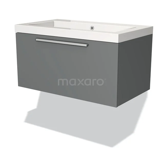 Modulo Vanity units with basin | 80 cm Mid grey Flat front Mineral marble 1 drawer BMW11-00383