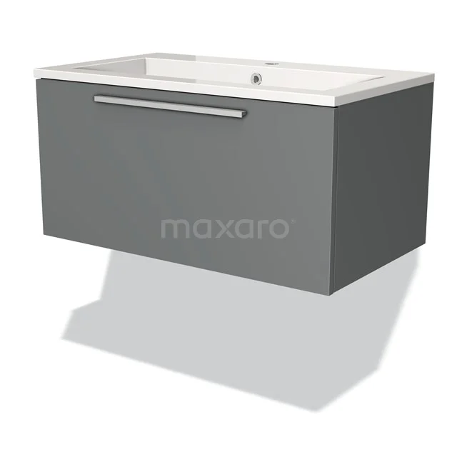 Badkamermeubel 80cm Modulo Middengrijs 1 Lade Vlak Wastafel Mineraalmarmer BMW11-00385