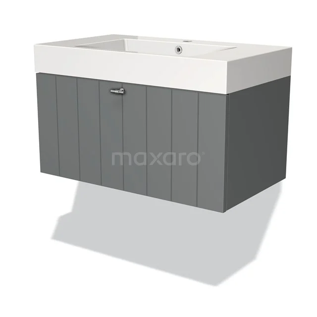 Modulo Vanity units with basin | 80 cm Mid grey Slat front Mineral marble 1 drawer BMW11-00398