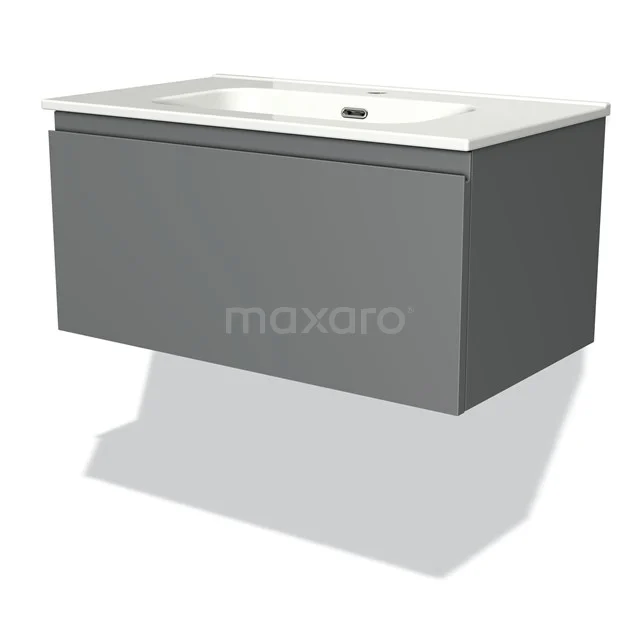 Modulo Vanity units with basin | 80 cm Mid grey Handle-less front Ceramic 1 drawer BMW11-00403