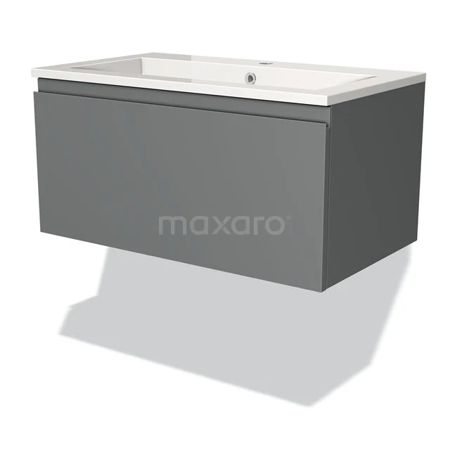 Modulo Vanity units with basin | 80 cm Mid grey Handle-less front Mineral marble 1 drawer BMW11-00409