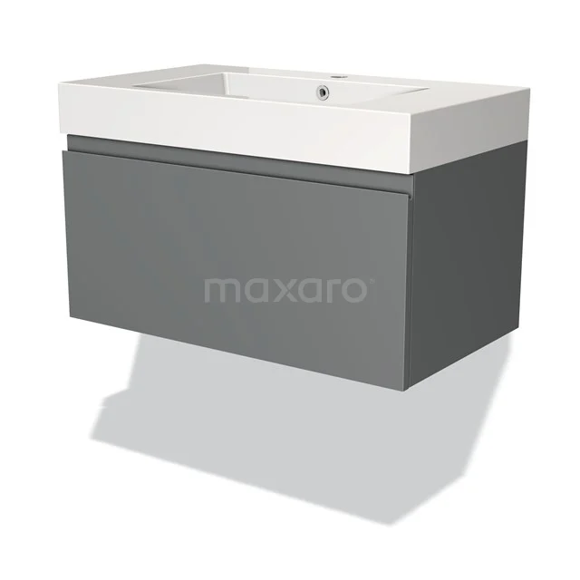 Modulo Vanity units with basin | 80 cm Mid grey Handle-less front Mineral marble 1 drawer BMW11-00410