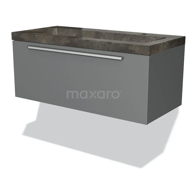 Modulo Vanity units with basin | 100 cm Mid grey Flat front Natural stone 1 drawer BMW11-00417