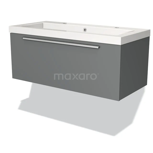 Modulo Vanity units with basin | 100 cm Mid grey Flat front Mineral marble 1 drawer BMW11-00421