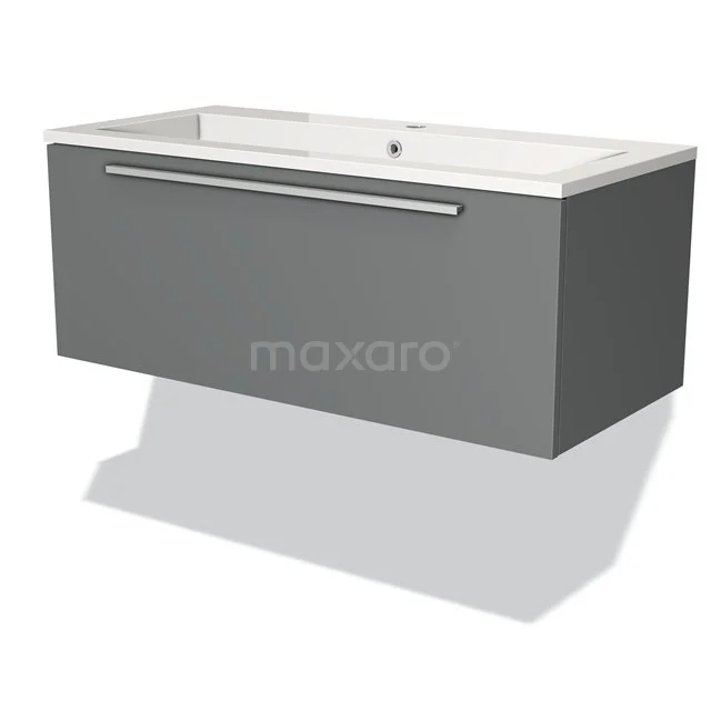 Modulo Vanity units with basin | 100 cm Mid grey Flat front Mineral marble 1 drawer BMW11-00423