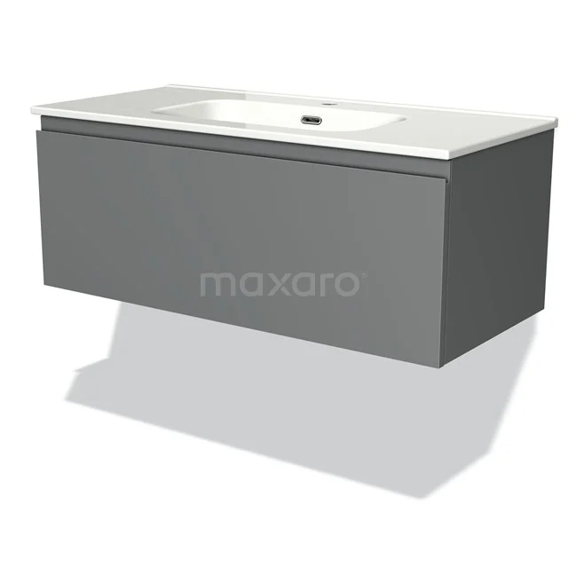 Modulo Vanity units with basin | 100 cm Mid grey Handle-less front Ceramic 1 drawer BMW11-00445