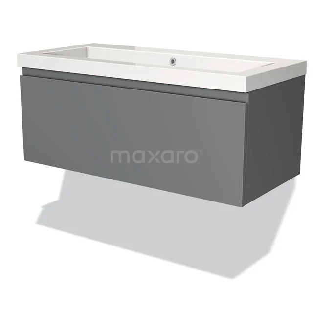 Modulo Vanity units with basin | 100 cm Mid grey Handle-less front Mineral marble 1 drawer BMW11-00449