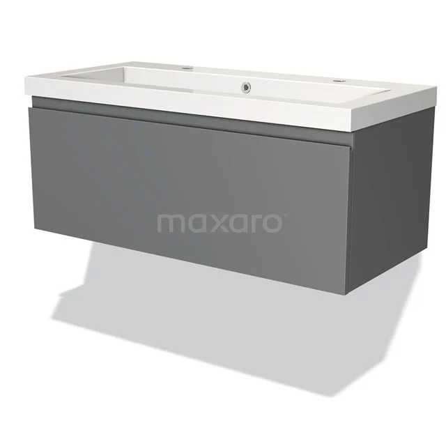 Modulo Vanity units with basin | 100 cm Mid grey Handle-less front Mineral marble 1 drawer BMW11-00451