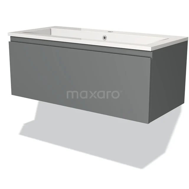 Modulo Vanity units with basin | 100 cm Mid grey Handle-less front Mineral marble 1 drawer BMW11-00453