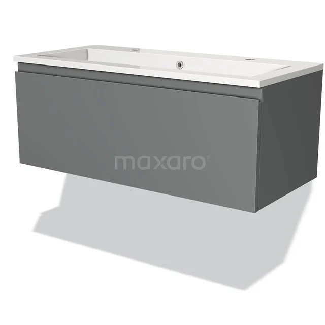 Modulo Vanity units with basin | 100 cm Mid grey Handle-less front Mineral marble 1 drawer BMW11-00454
