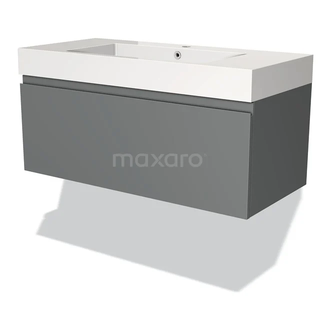 Modulo Vanity units with basin | 100 cm Mid grey Handle-less front Mineral marble 1 drawer BMW11-00455