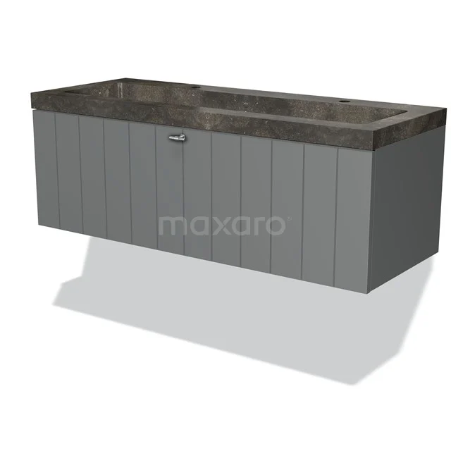 Grey wooden Bathroom unit with vanity units with basin in dark marble, stylish and functional for a modern bathroom.