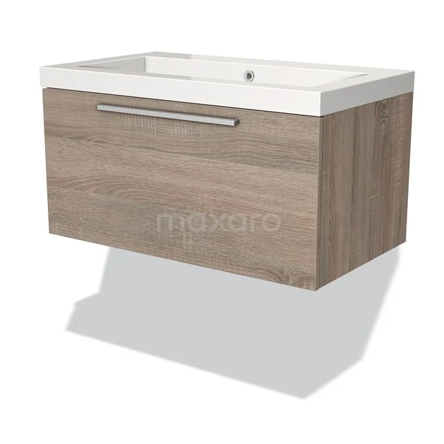 Modulo Vanity units with basin | 80 cm Oak Flat front Mineral marble 1 drawer BMW11-00543