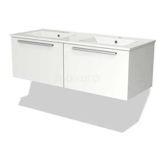 Modulo Vanity units with basin | 120 cm Matte white Flat front Ceramic 2 Side-by-side drawers BMW12-00042