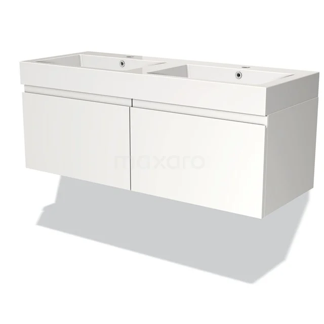 Modulo Vanity units with basin | 120 cm Matte white Handle-less front Mineral marble 2 Side-by-side drawers BMW12-00074