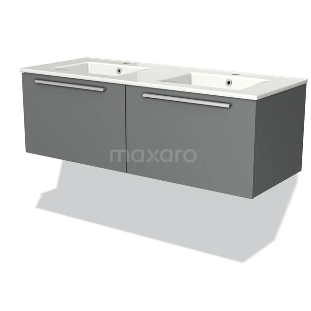 Modulo Vanity units with basin | 120 cm Mid grey Flat front Ceramic 2 Side-by-side drawers BMW12-00079