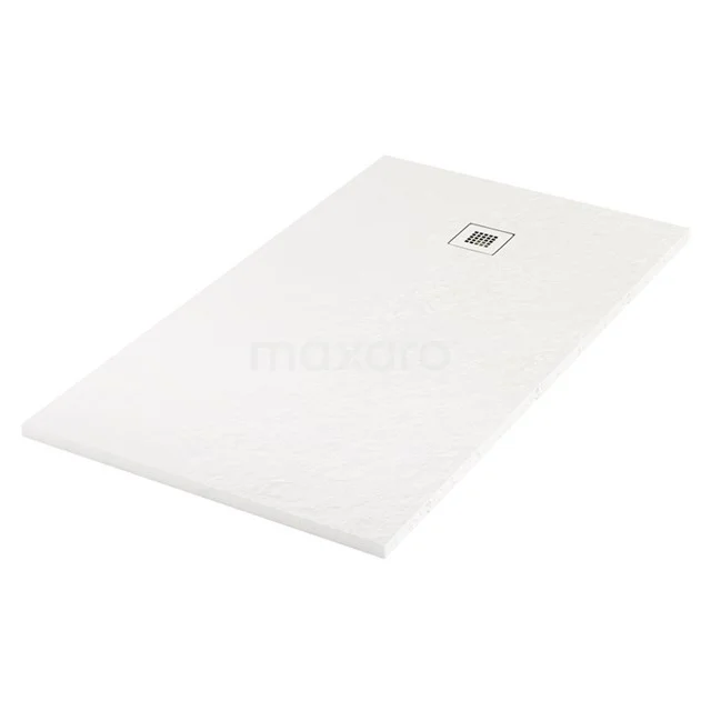 Weiße rechteckige Duschwanne aus Keramik, schlankes Design, ideale Basis für ein modernes Badezimmer.