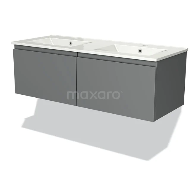Modulo Vanity units with basin | 120 cm Mid grey Handle-less front Ceramic 2 Side-by-side drawers BMW12-00105