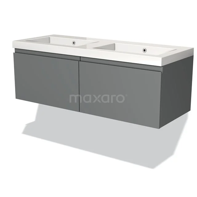 Modulo Vanity units with basin | 120 cm Mid grey Handle-less front Mineral marble 2 Side-by-side drawers BMW12-00110