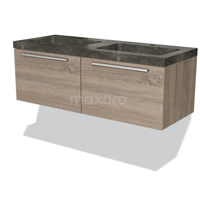 Modulo Vanity units with basin | 120 cm Oak Flat front Natural stone 2 Side-by-side drawers BMW12-00123