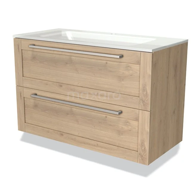 Wooden vanity units with basin, two drawers and sleek handles, ideal for stylish bathroom design.