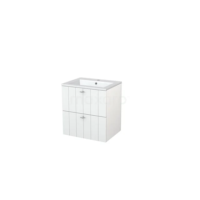 White bathroom unit with ceramic vanity units with basin, two drawers and a modern design ideal for stylish bathroom fittings.