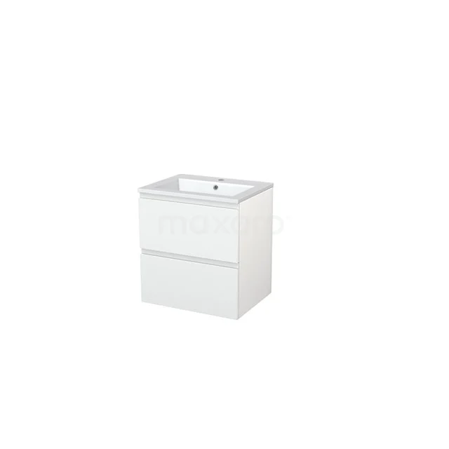 White bathroom unit with two drawers, modern design, glossy finish, ideal for compact bathrooms.