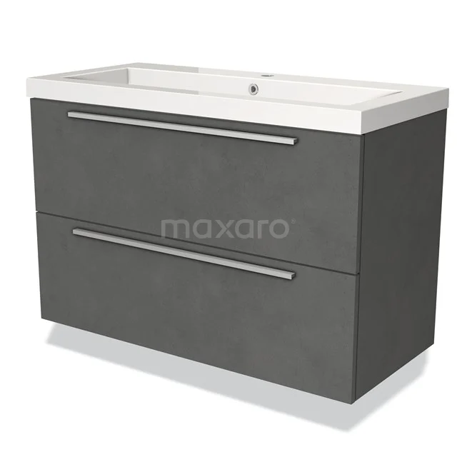 Grey Bathroom unit with two wide drawers, modern design, fitted with white basin; sleek and functional for any bathroom.