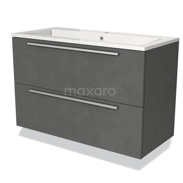 Bathroom unit anthracite with two drawers, sleek design and integrated basin, ideal storage solution for modern bathrooms.