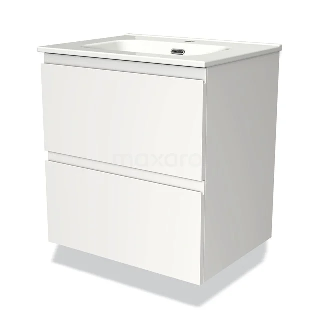 White modern bathroom unit with two drawers and integrated vanity units with basin, ideal for stylish and functional bathroom design.