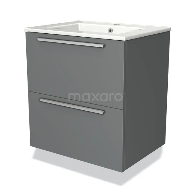 Grey bathroom unit with two drawers and white vanity units with basin, compact design, ideal for modern bathrooms.