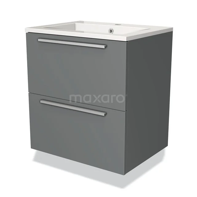 Grey bathroom furniture set with two drawers, modern design, white Basin, ideal for stylish and practical bathroom design.
