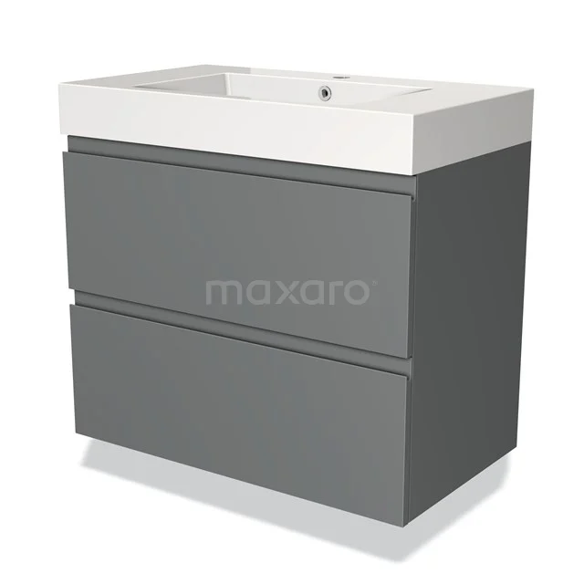 Grey bathroom unit with two drawers, integrated white vanity units with basin and modern design, ideal for stylish bathroom design.