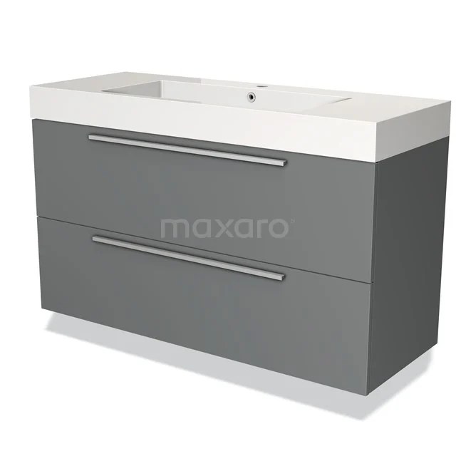 Grey bathroom furniture set with double basin, two drawers and modern design. Perfect for a stylish and practical bathroom.