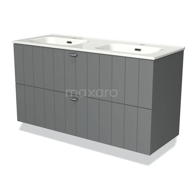 Grey Bathroom unit with vanity units with basin, modern panel design, ideal for stylish bathroom storage.