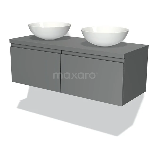 Modulo Plato Vanity units for countertop basin | 120 cm Mid grey Handle-less front Mid grey worktop 2 Side-by-side drawers BMK12-00015
