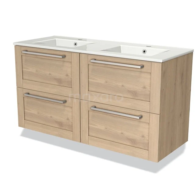 Modulo Vanity units with basin | 120 cm Light brown oak Frame front Ceramic 4 drawers BMW18-00145