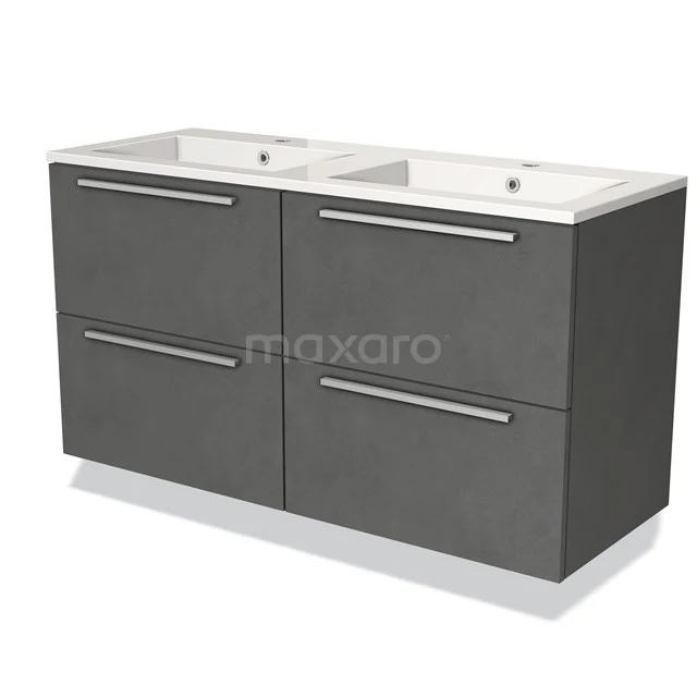 Modulo Vanity units with basin | 120 cm Dark grey concrete Flat front Mineral marble 4 drawers BMW18-00250