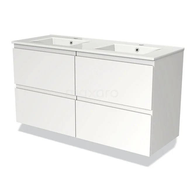 Modulo Vanity units with basin | 120 cm Matte white Handle-less front Ceramic 4 drawers BMW18-00337