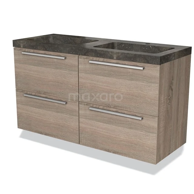 Modulo Vanity units with basin | 120 cm Oak Flat front Natural stone 4 drawers BMW18-00396