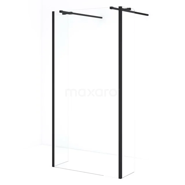 Modern black walk-in shower enclosure made of glass with minimalist design, ideal for a stylish bathroom.
