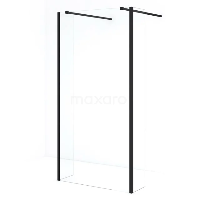 Diamond Walk-in shower | 95 cm Matte black Clear glass Free-standing wall with side walls IDG100380MBN