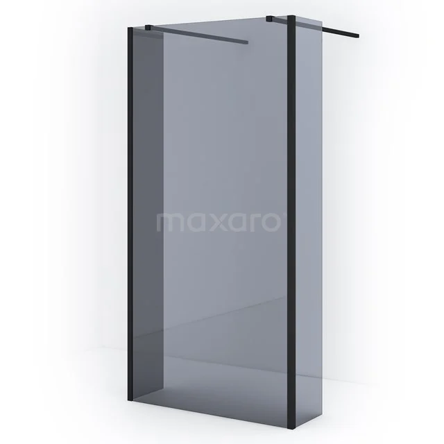 Diamond Walk-in shower | 95 cm Matte black Smoke glass Free-standing wall with side walls IDG100381MB