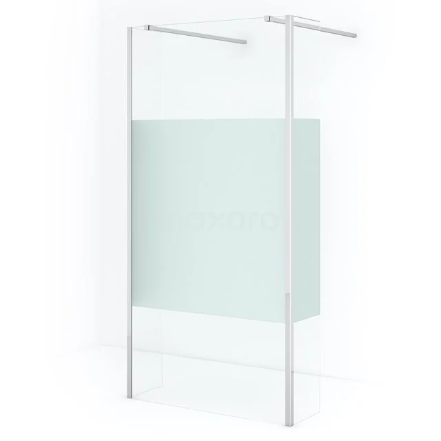 Frosted glass shower screen with aluminium profiles, minimalist design, perfect partition for modern bathroom design.