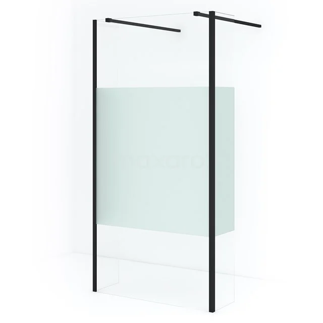 Diamond Walk-in shower | 95 cm Matte black Clear with matt strip Free-standing wall with side walls IDG100383MBN