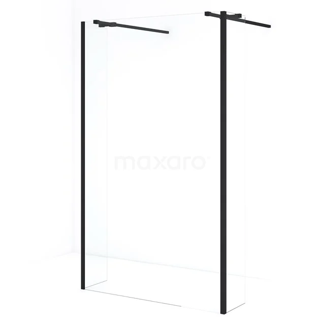 Diamond Walk-in shower | 115 cm Matte black Clear glass Free-standing wall with side walls IDG120360MBN