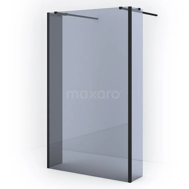 Duschwand Schwarz Rahmen, Mattglas, industrielles Design, ideal für moderne Bäder, Metall- und Glas-Konstruktion.