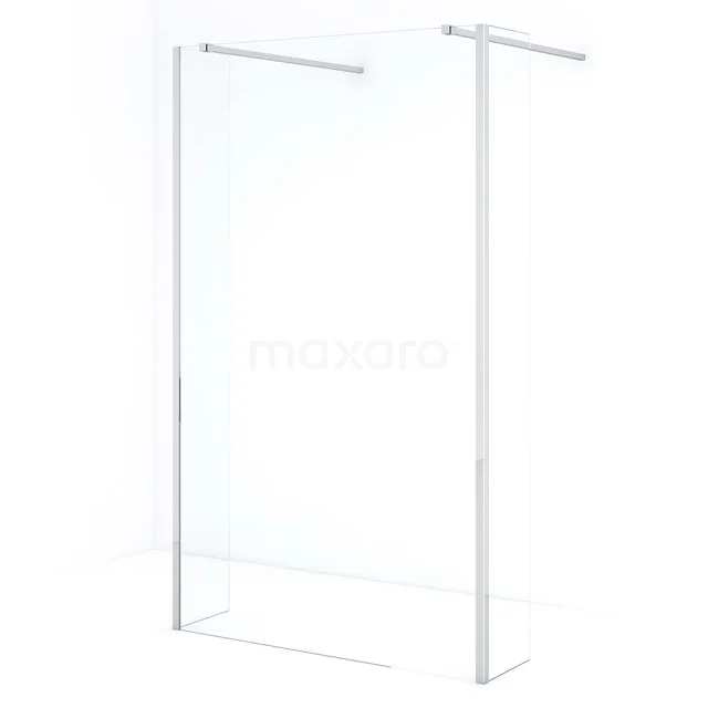 Transparent walk-in shower enclosure with sleek aluminium profile, ideal for a modern bathroom style.
